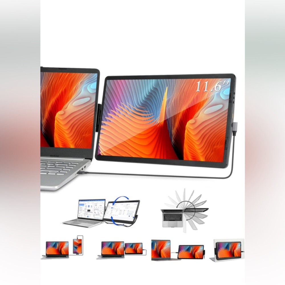New Portable Dual-Screen Monitor for Laptops - Black 11.6”